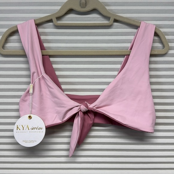 KYA Swim NWT Pink Blossom and Rosewater Newport Uniquely Reversible Bikini Top - Picture 4 of 10